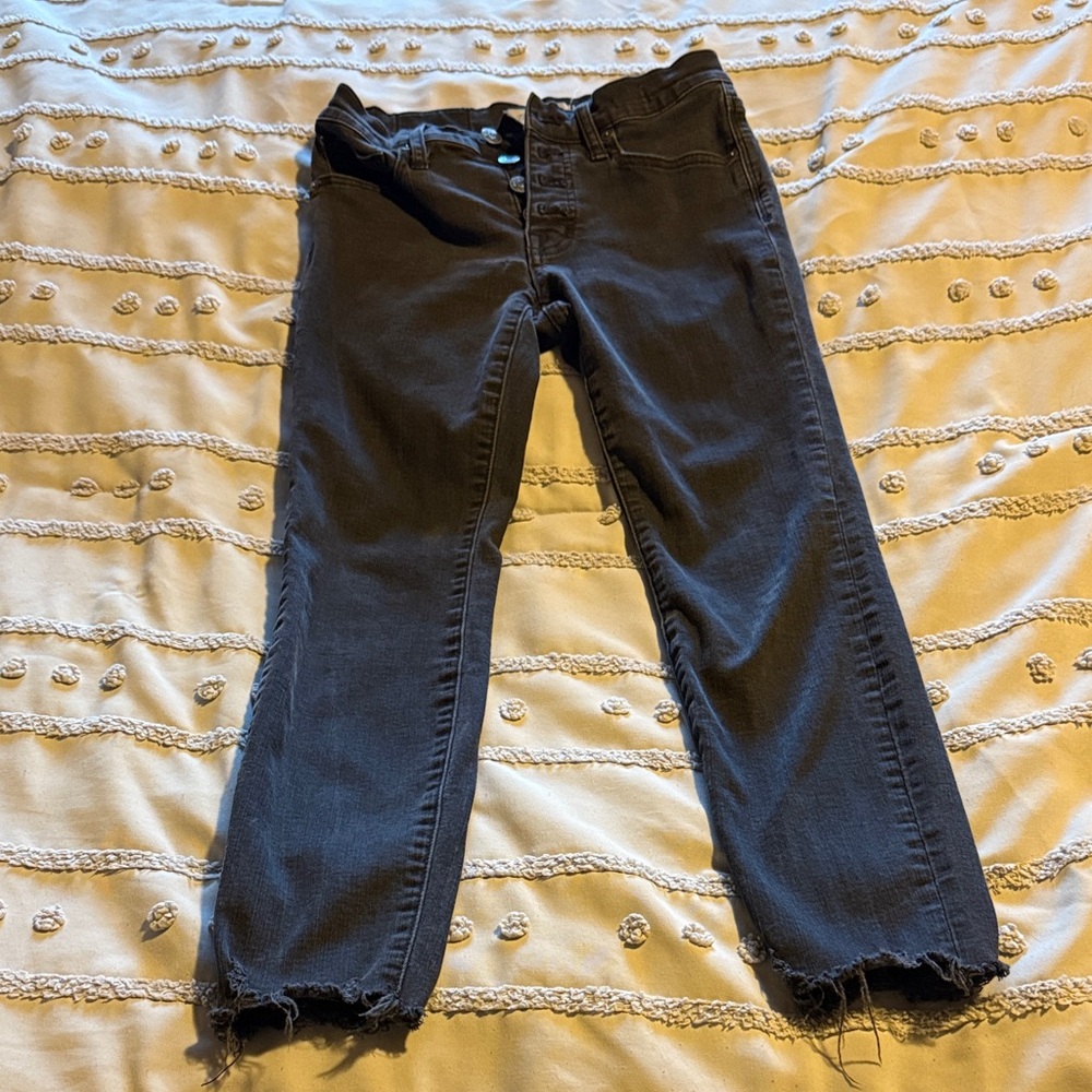Madewell Black High-Rise Button-Fly Cropped Jeans